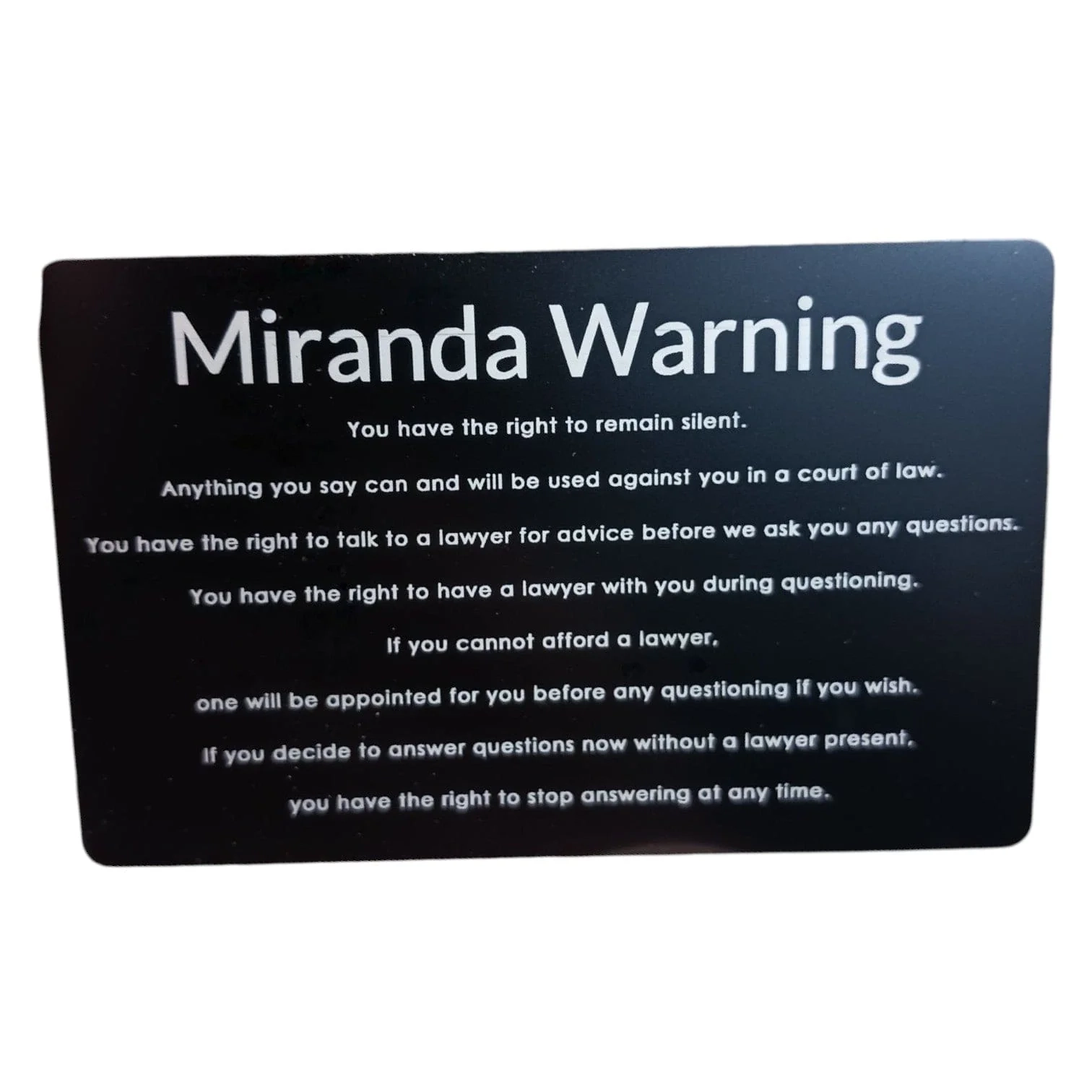 Miranda Warning Card