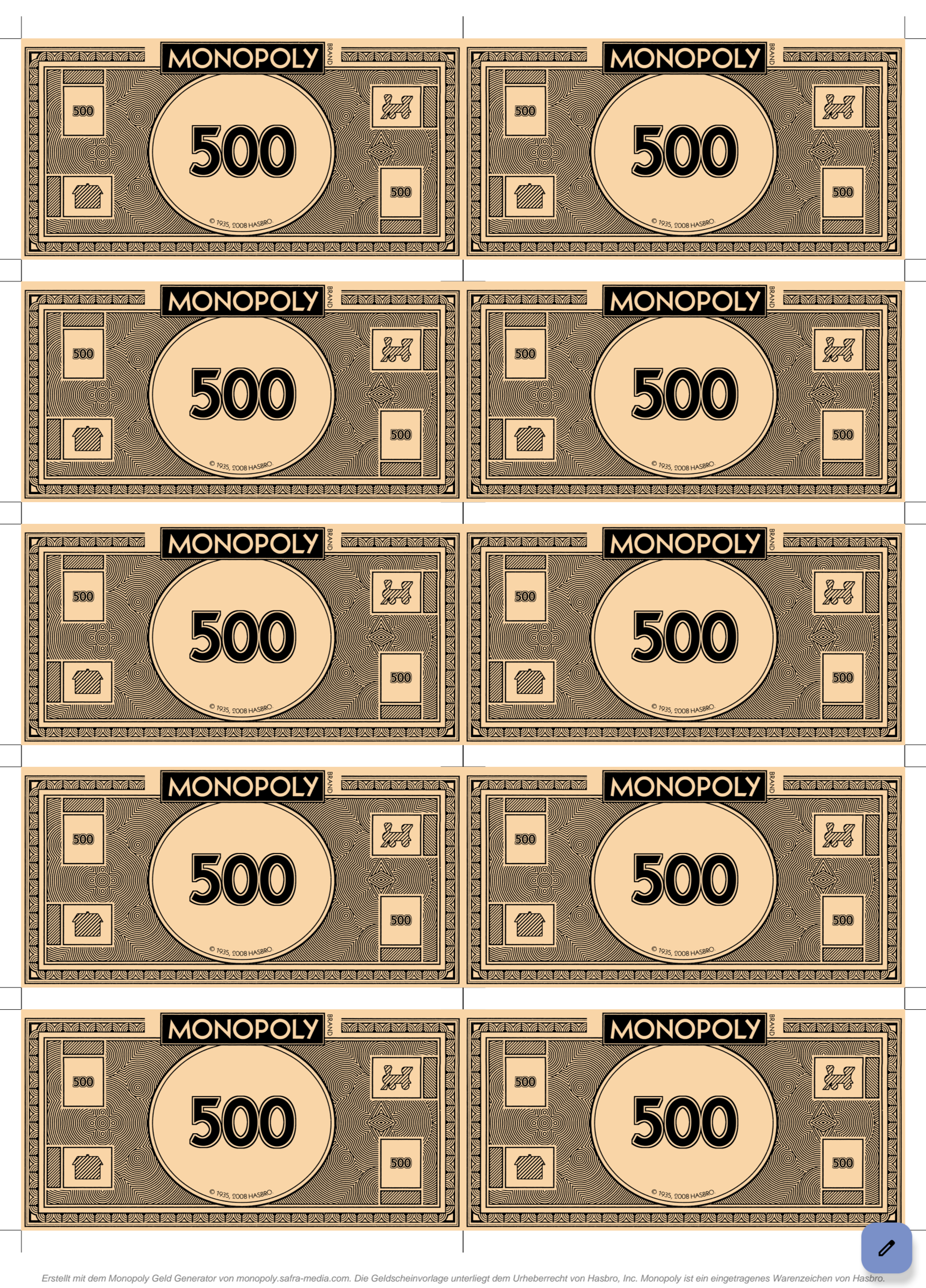 Monopoly Money Printable
