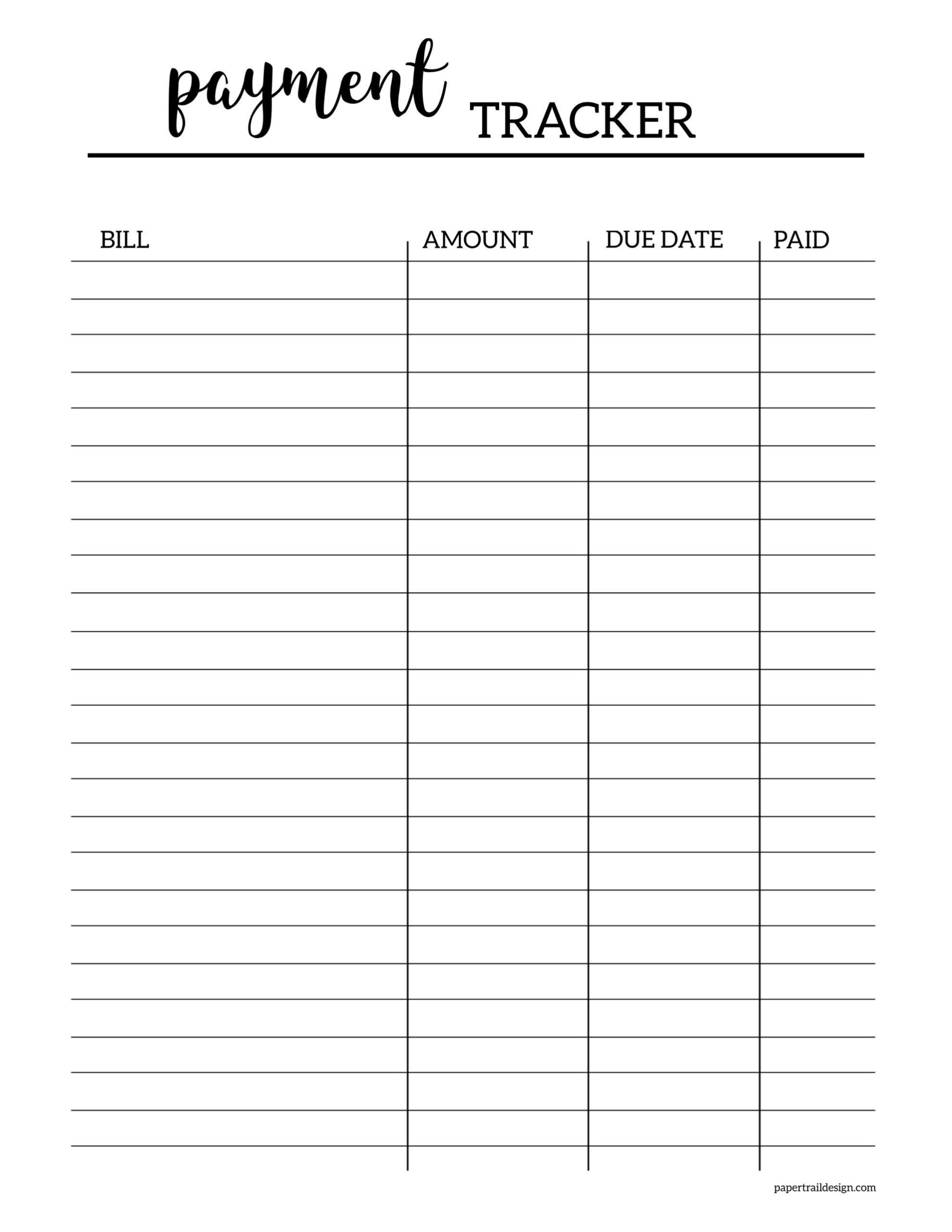 Bill Tracker Free Printable