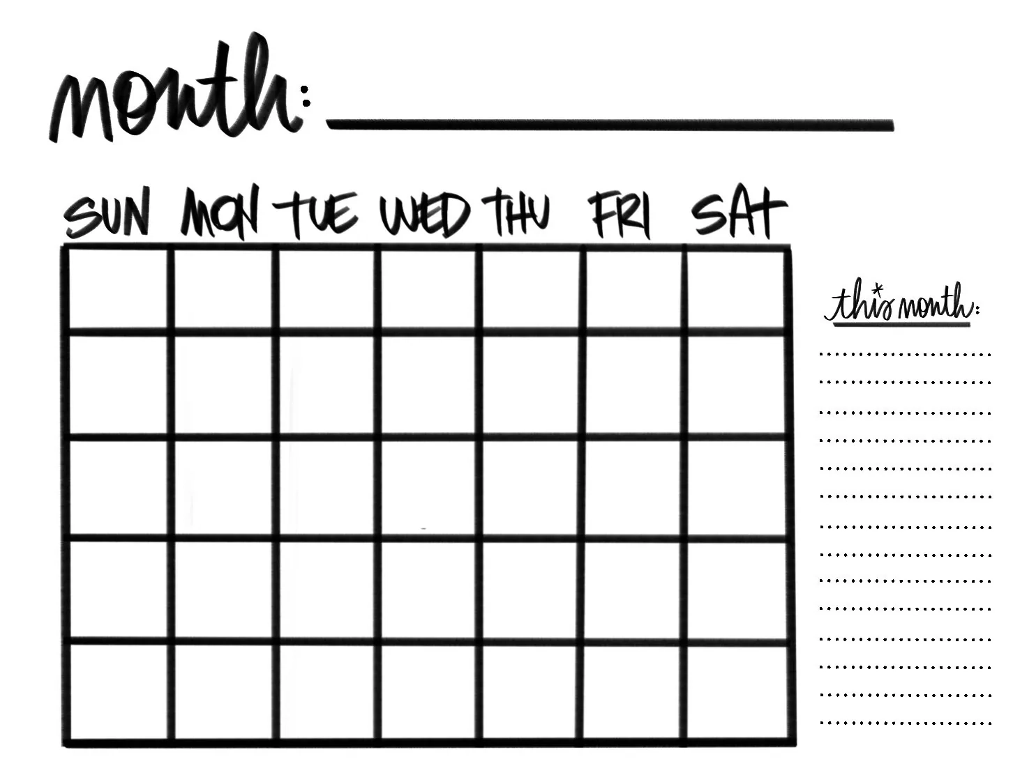 Calendar Months To Print