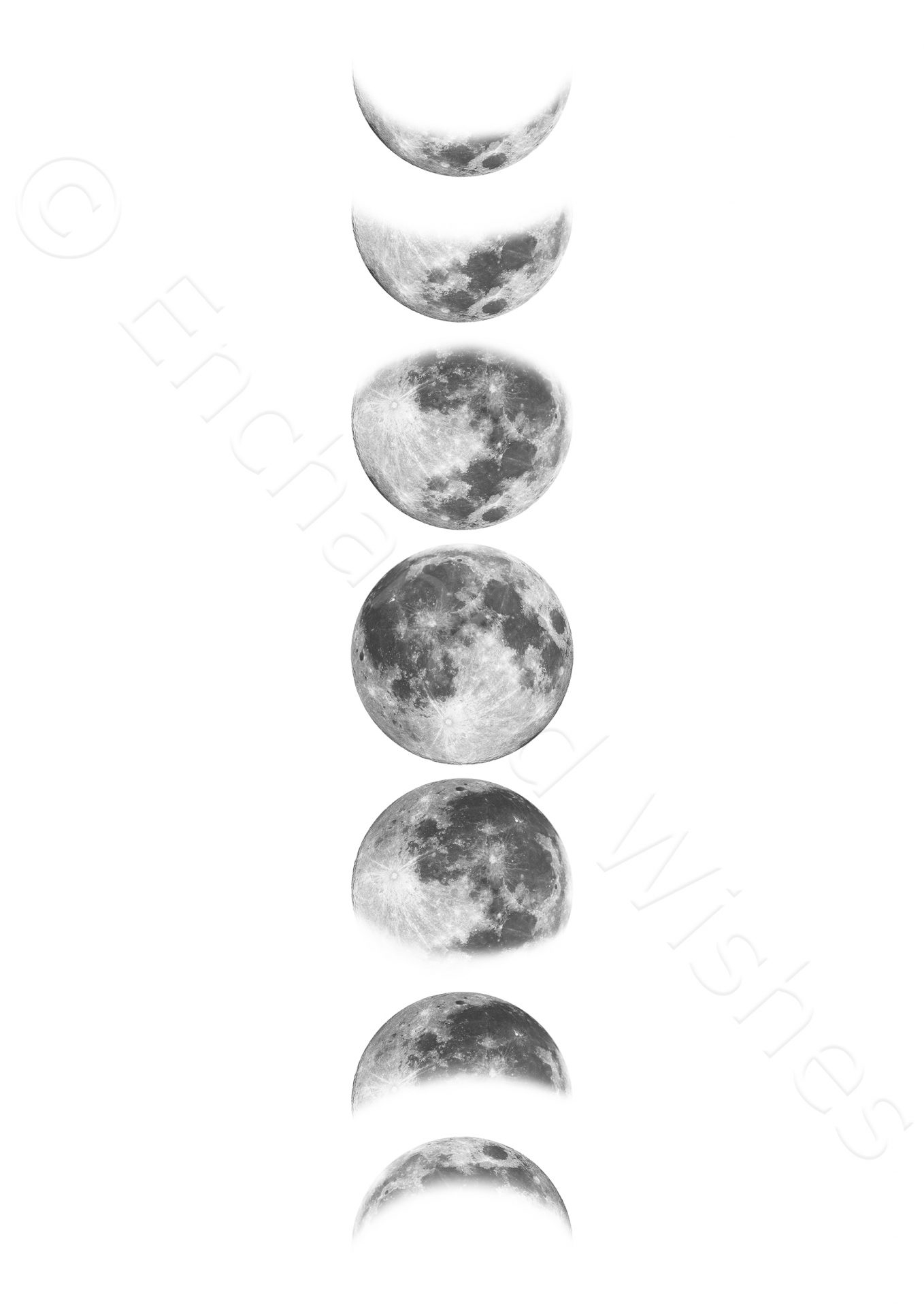 Moon Phases Black amp White Print Wall Art Printable Prints