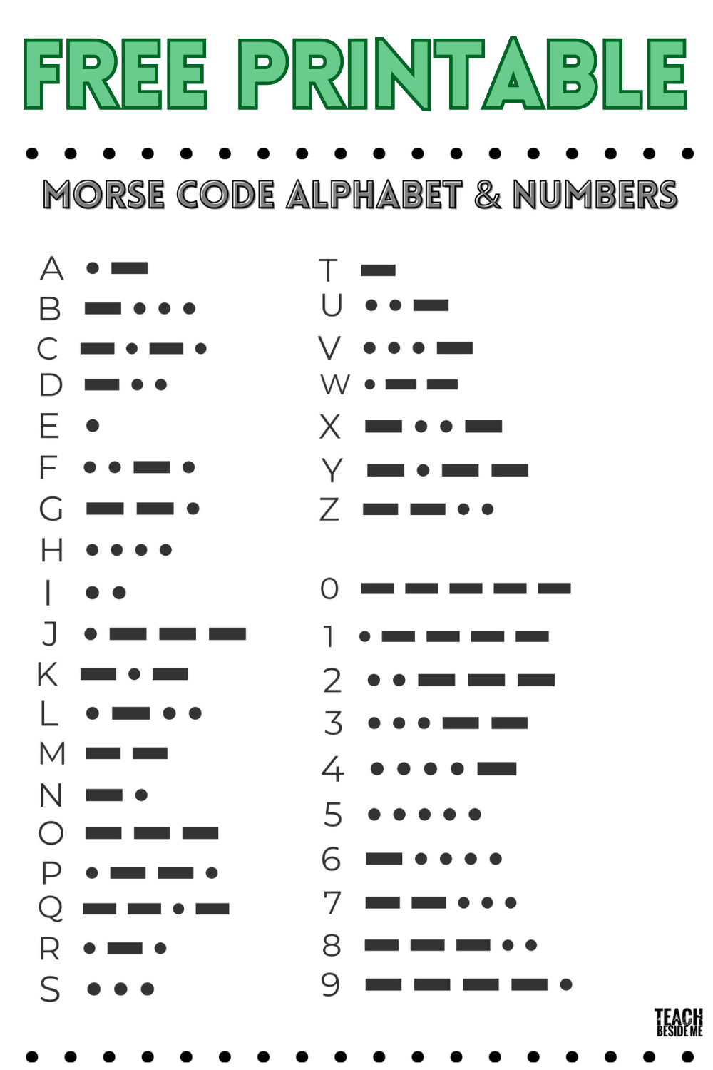 Morse Code Alphabet Chart For Kids Free Printable Fun 