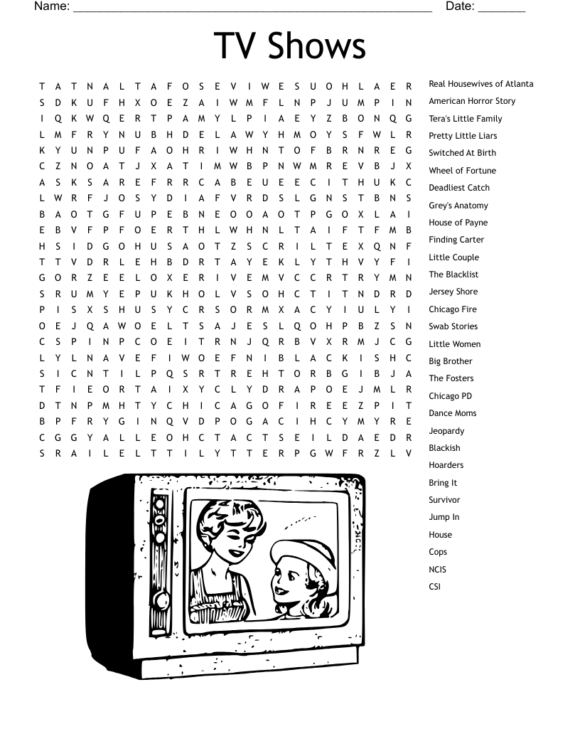 Easy Printable Crossword Puzzles Tv