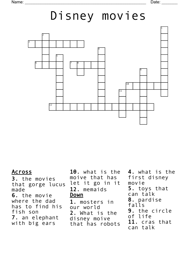Movies Crosswords Word Searches Bingo Cards WordMint