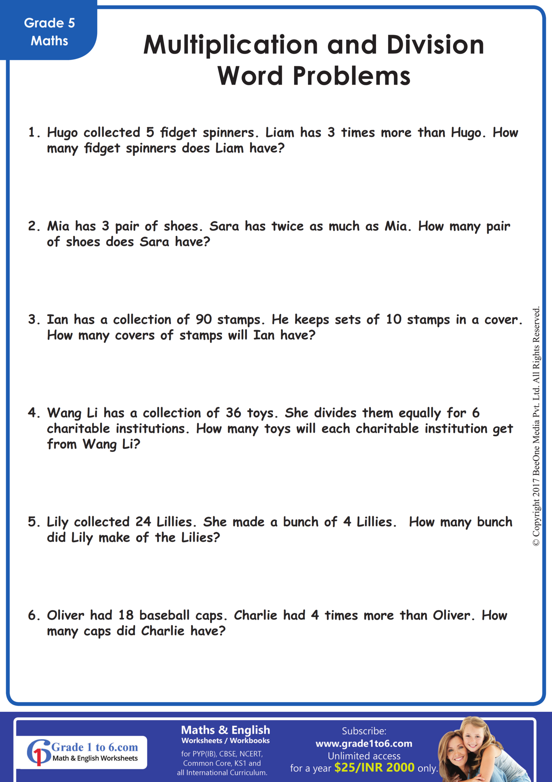 Multiplication And Division Word Problems Mental Maths