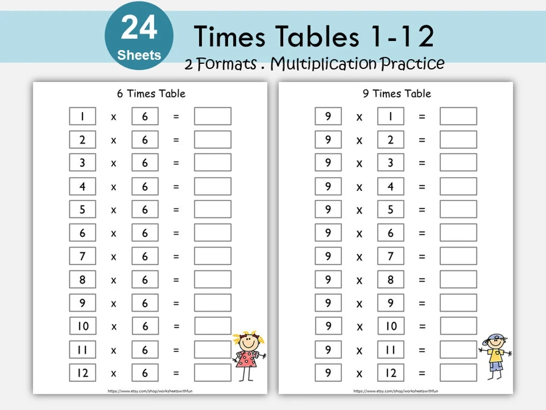 Printable Times Table Practice Sheets