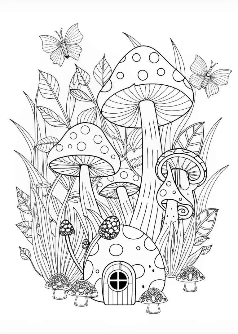 Mushroom Fantasy Forest Coloring Page Free amp Printable