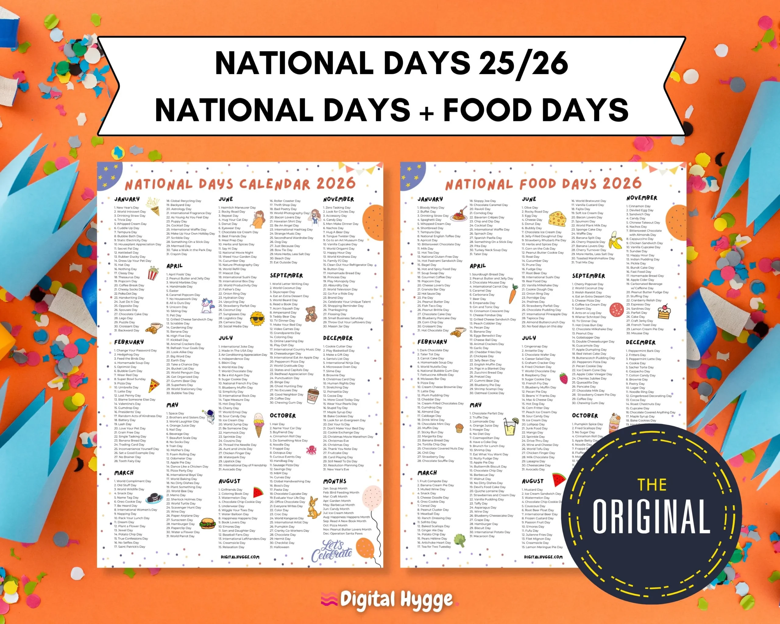 National Days National Food Holidays 2025 amp 2026 Printable 