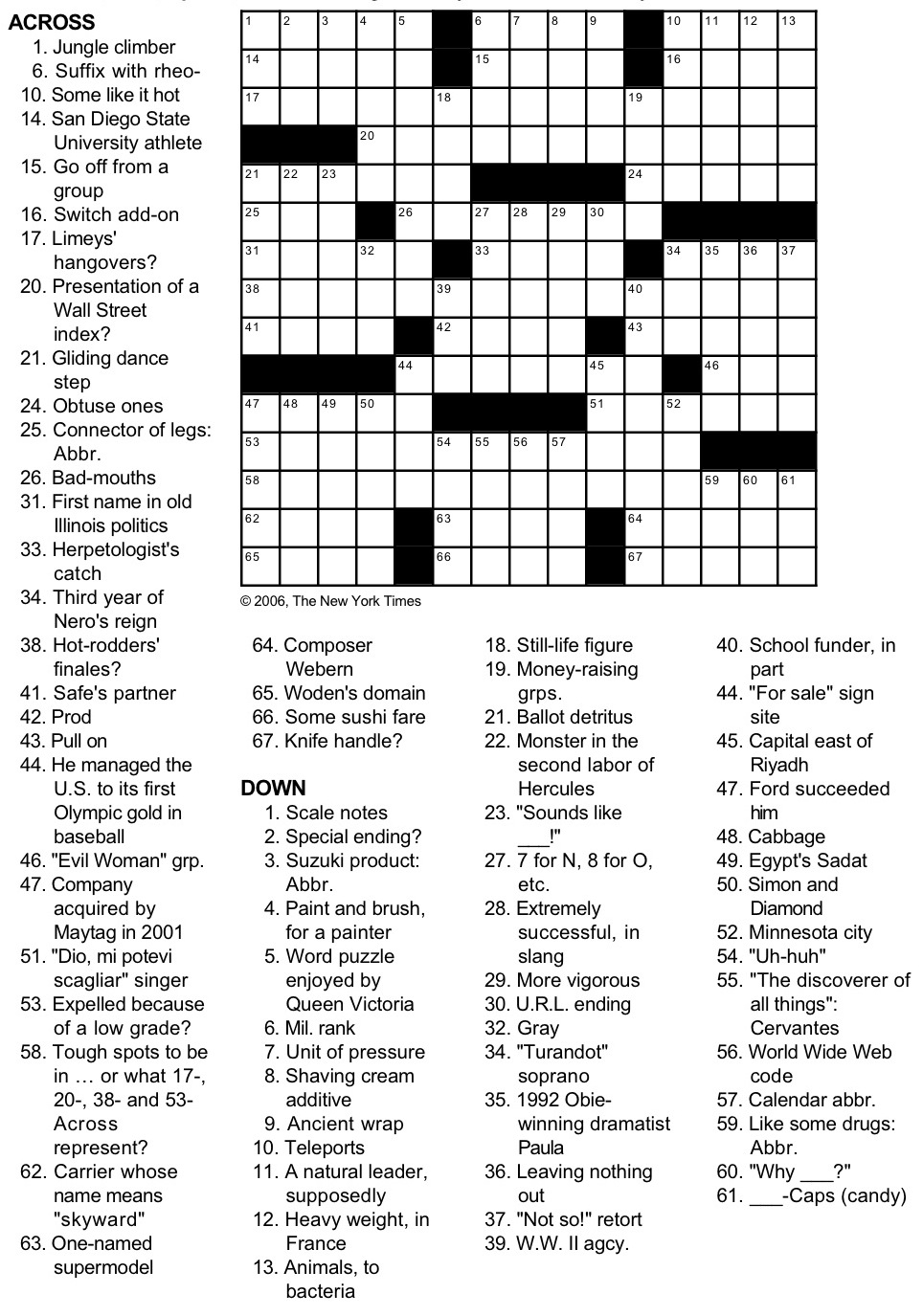 Crossword Puzzles Printable Free