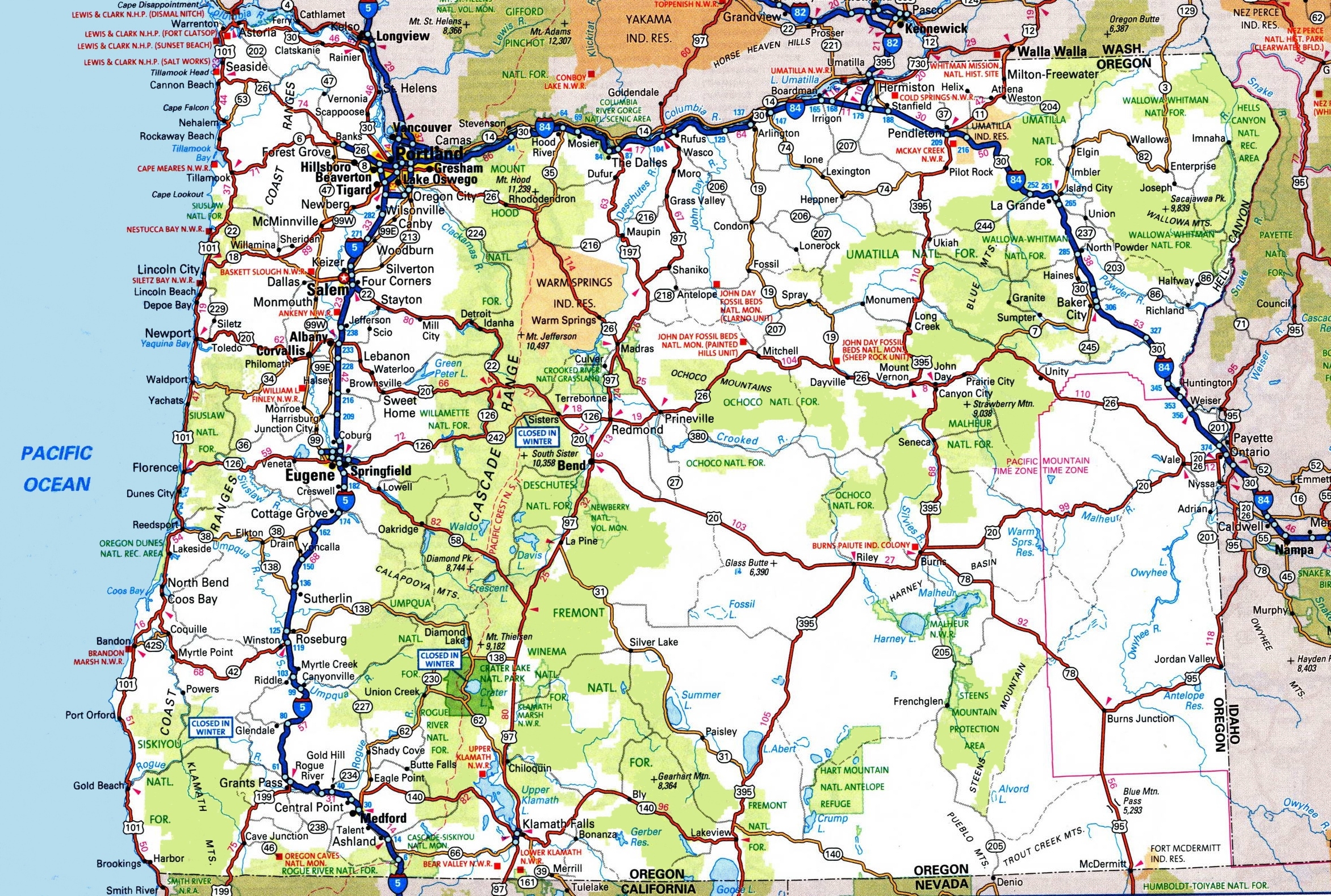 oregon road map ontheworldmap