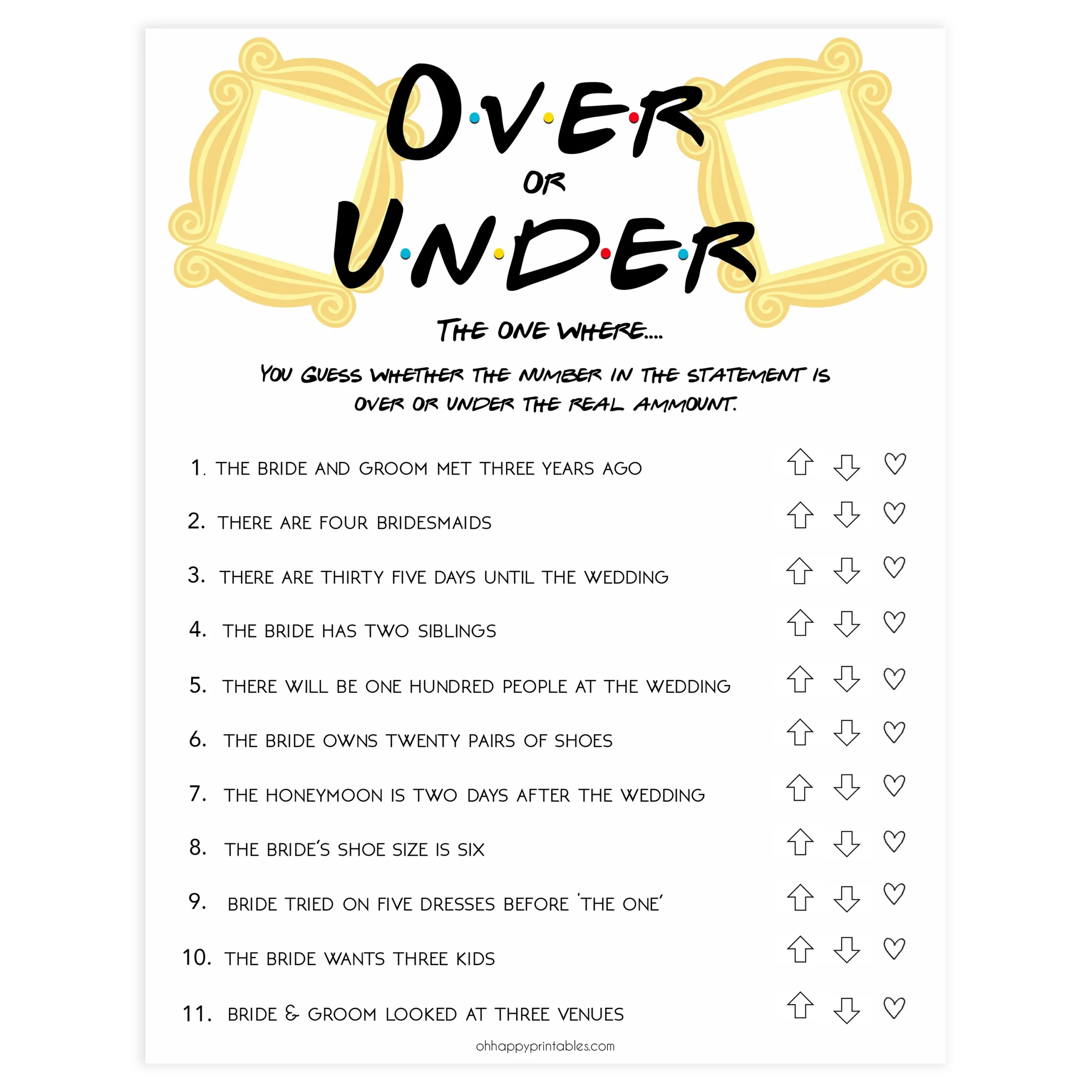 Free Printable Wedding Shower Games
