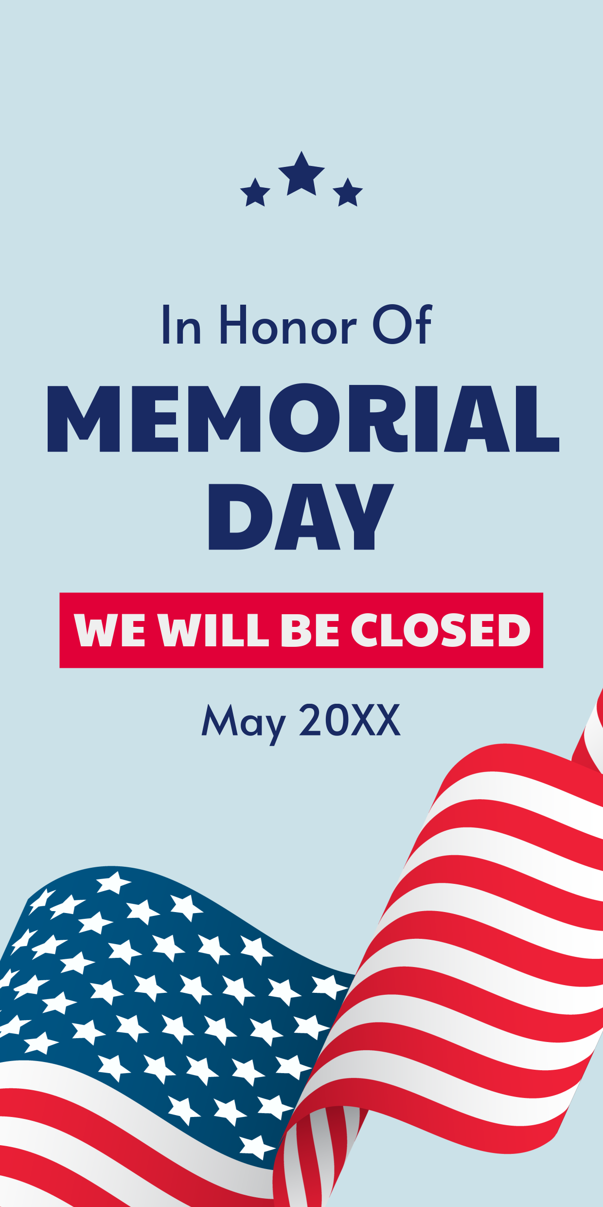 Patriotic We Will Be Closed On Memorial Day Template Square Signs