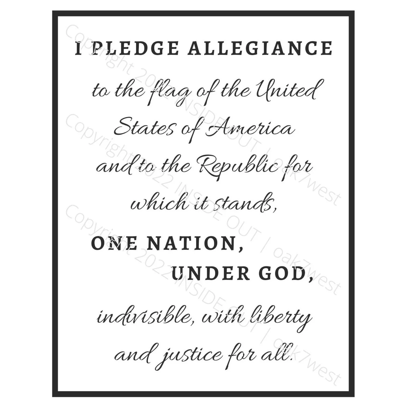 Patriotic Word Art Pledge Of Allegiance Printable Download 