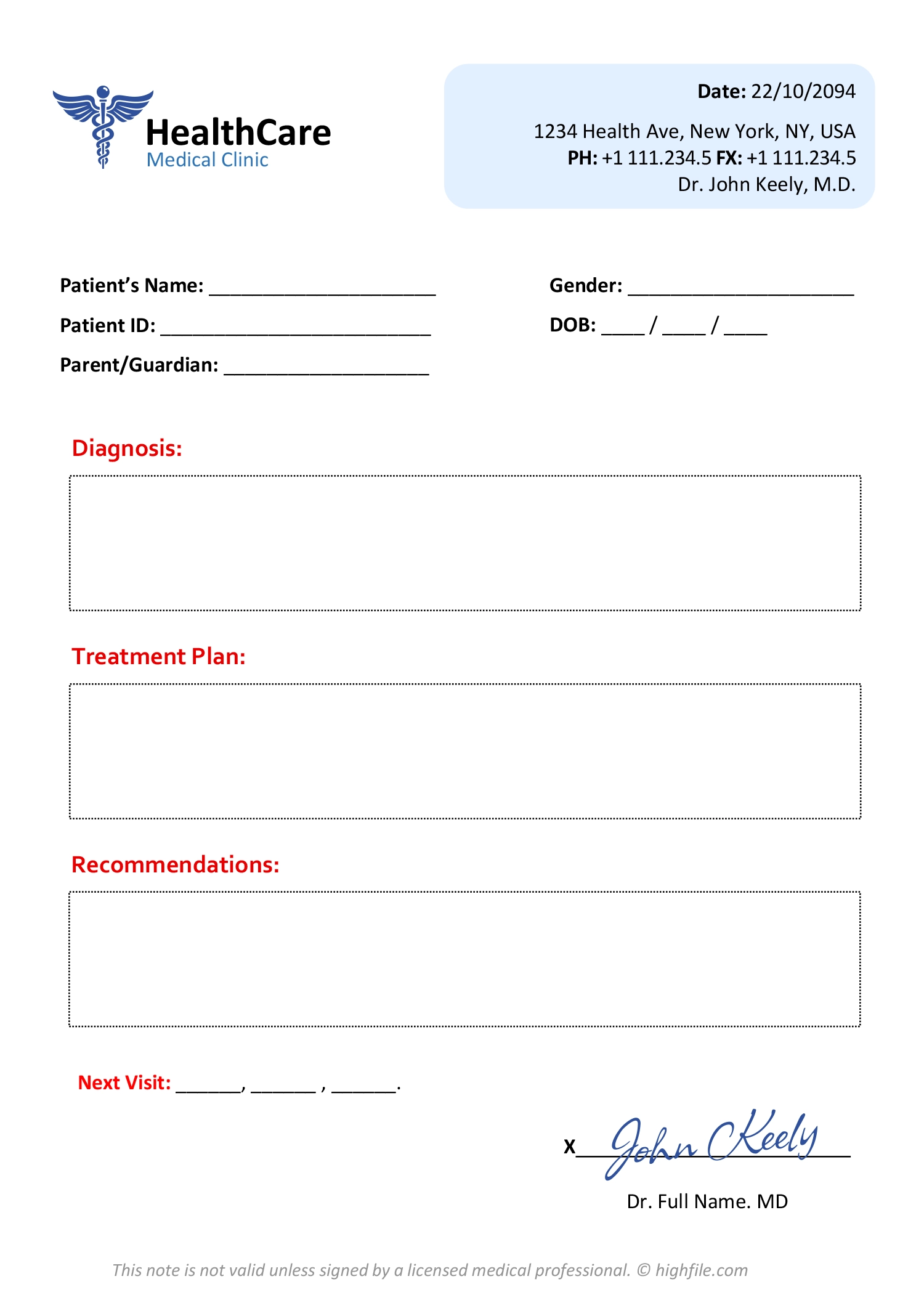 Printable Doctors Notes