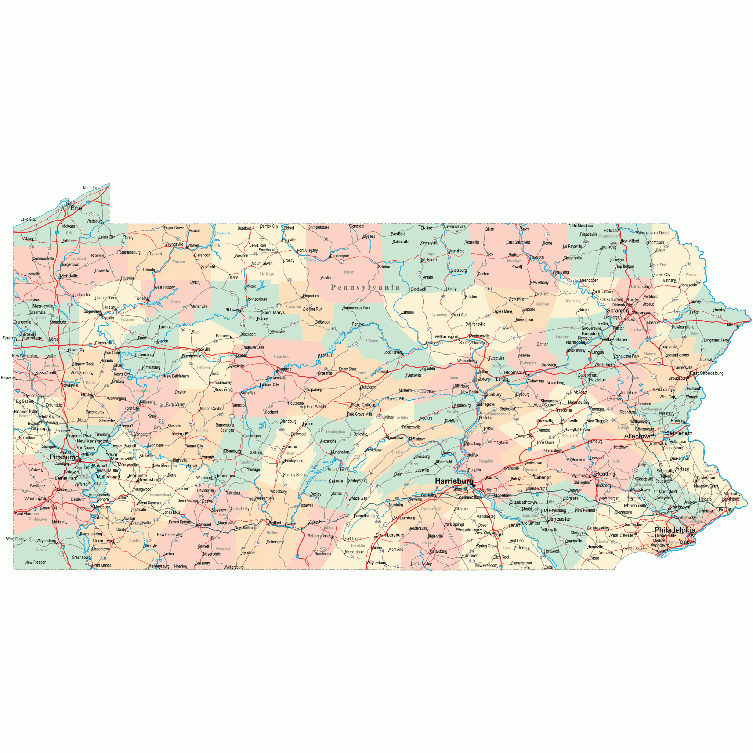 Printable Pennsylvania Map
