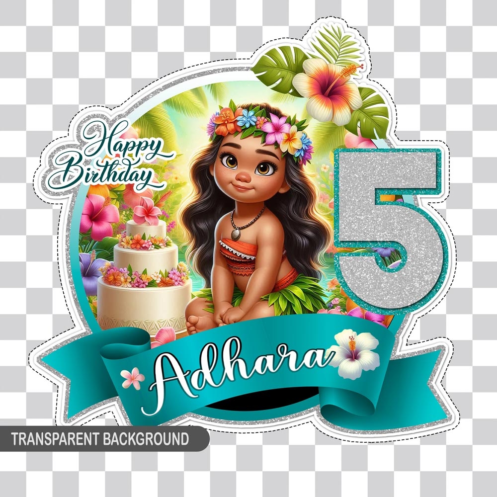 Personalized Moana Cake Topper Printable Custom Name amp Age