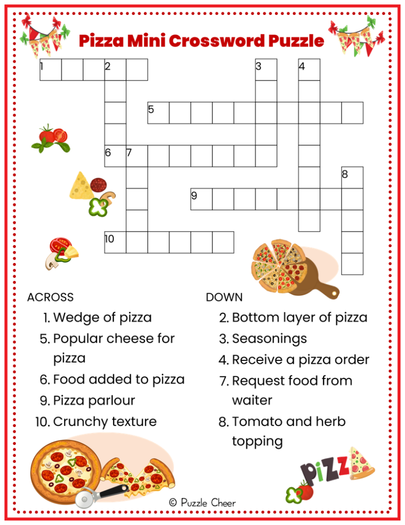 Cooking Crossword Printable Puzzle