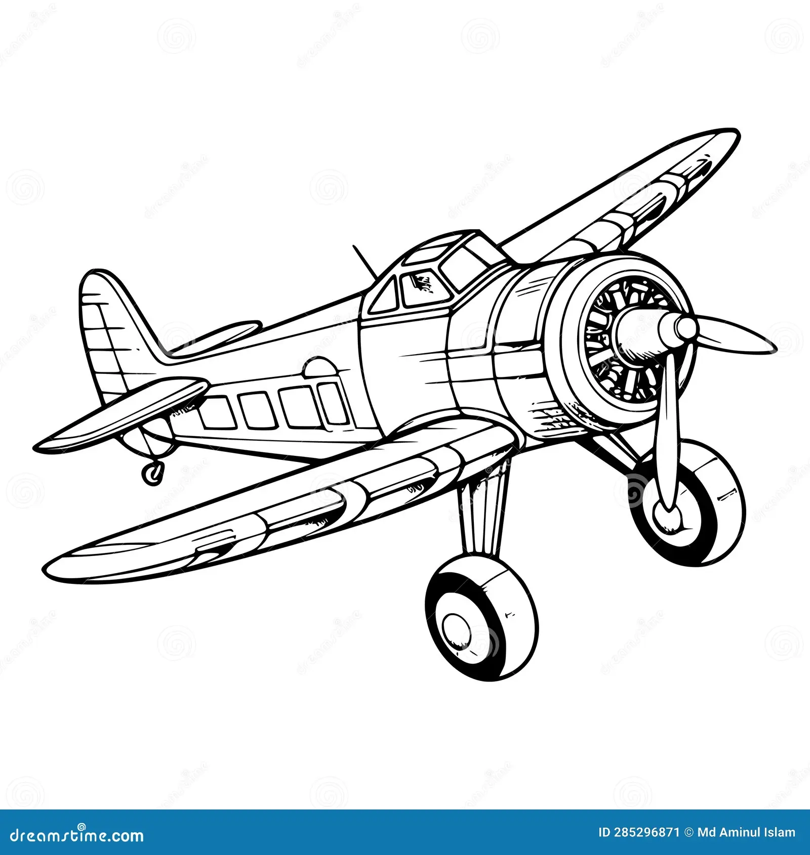plane coloring pages drawing for kids stock vector illustration