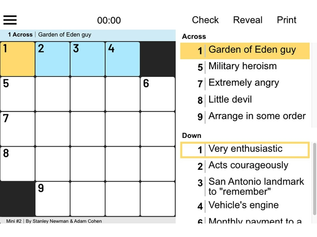 Play Two Minute Mini Crossword USA TODAY