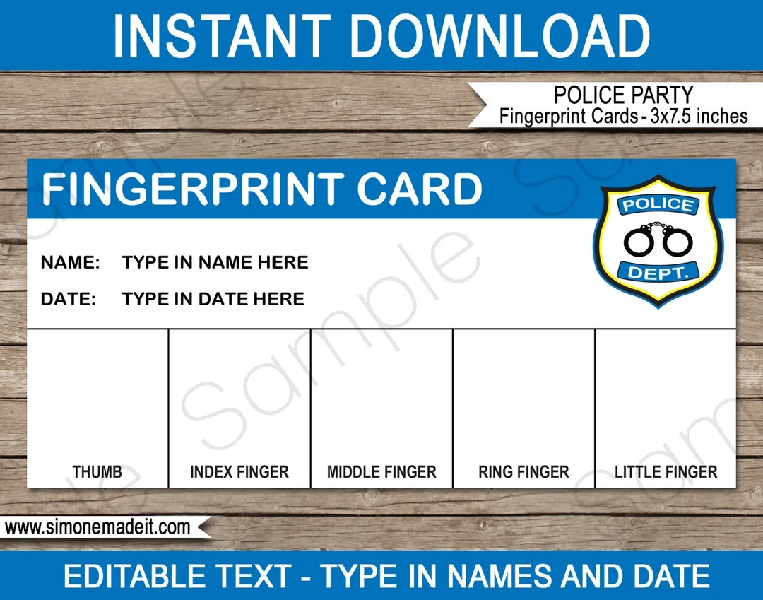 Printable Fingerprint Card