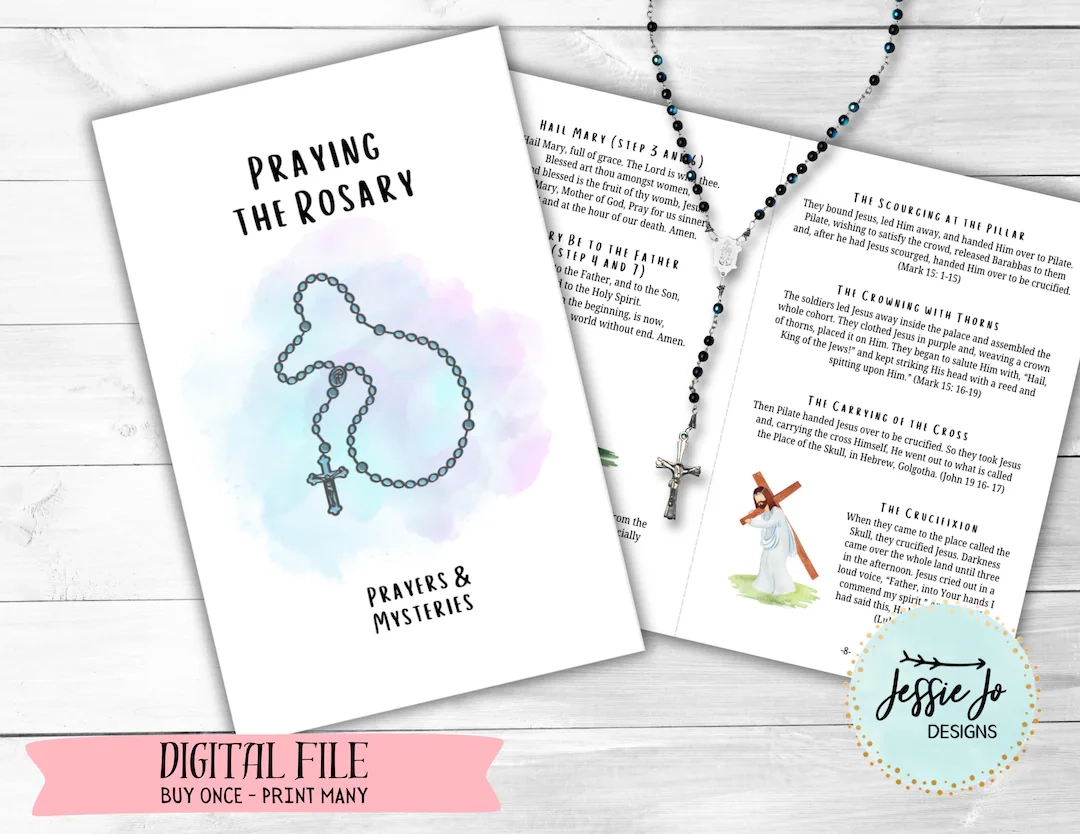 Praying The Rosary prayers mysteries rosary Booklet pdf instant 