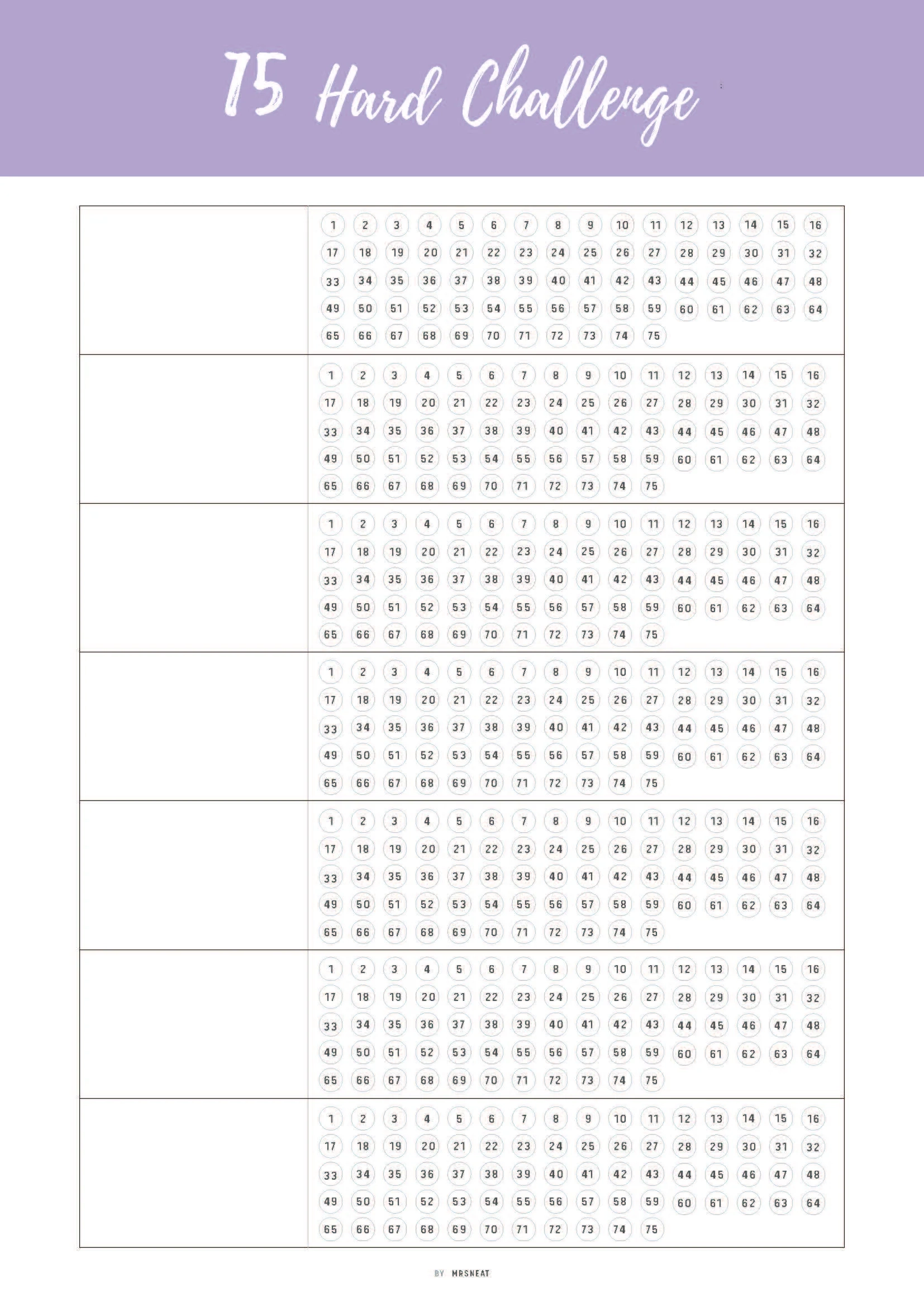 Printable 75 Hard Challenge Template M261 Mrsneat