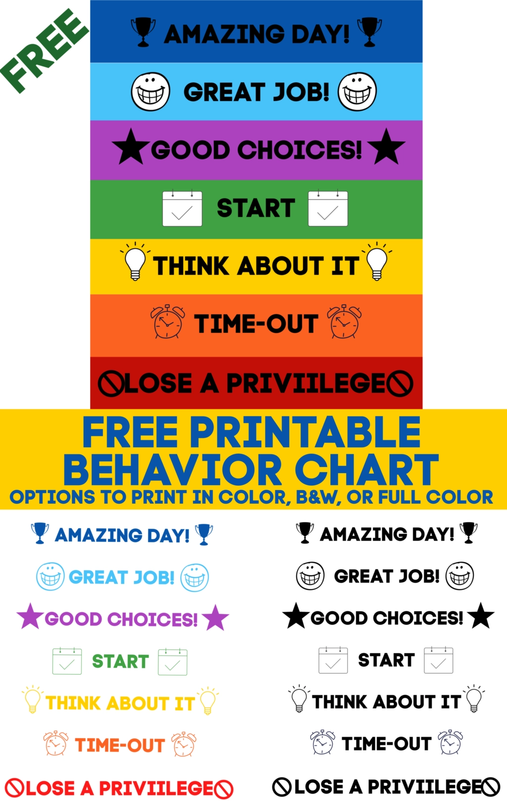 PRINTABLE BEHAVIOR CHART FREE DOWNLOAD 10 More FREE Printables 