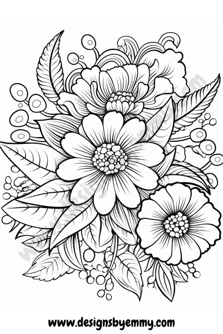 Printable Bold And Easy Flowers Coloring Pages Adult Coloring 