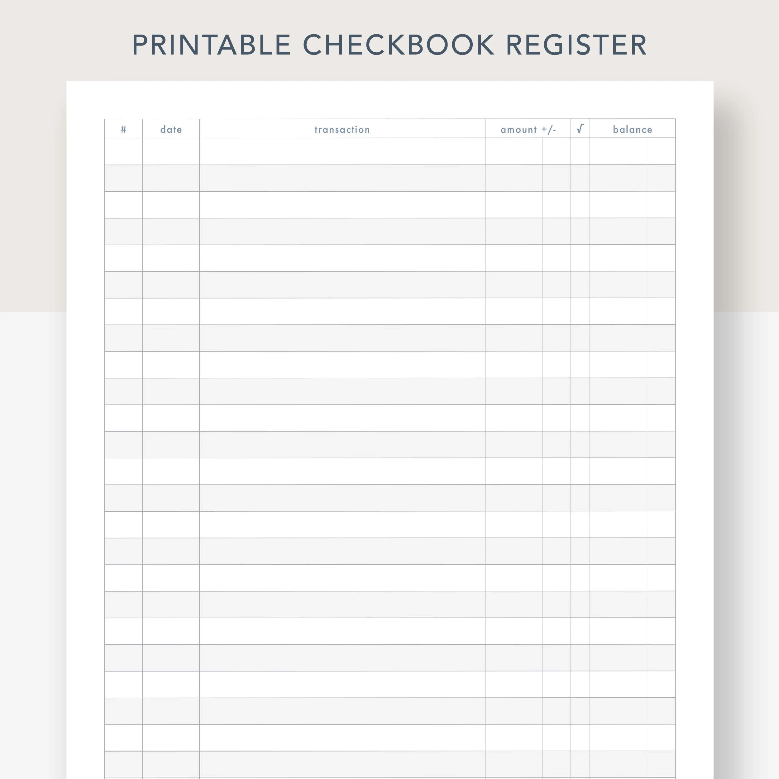 Printable Checkbook Register PDF File Prints On 8 1 2 X 11 Inch 