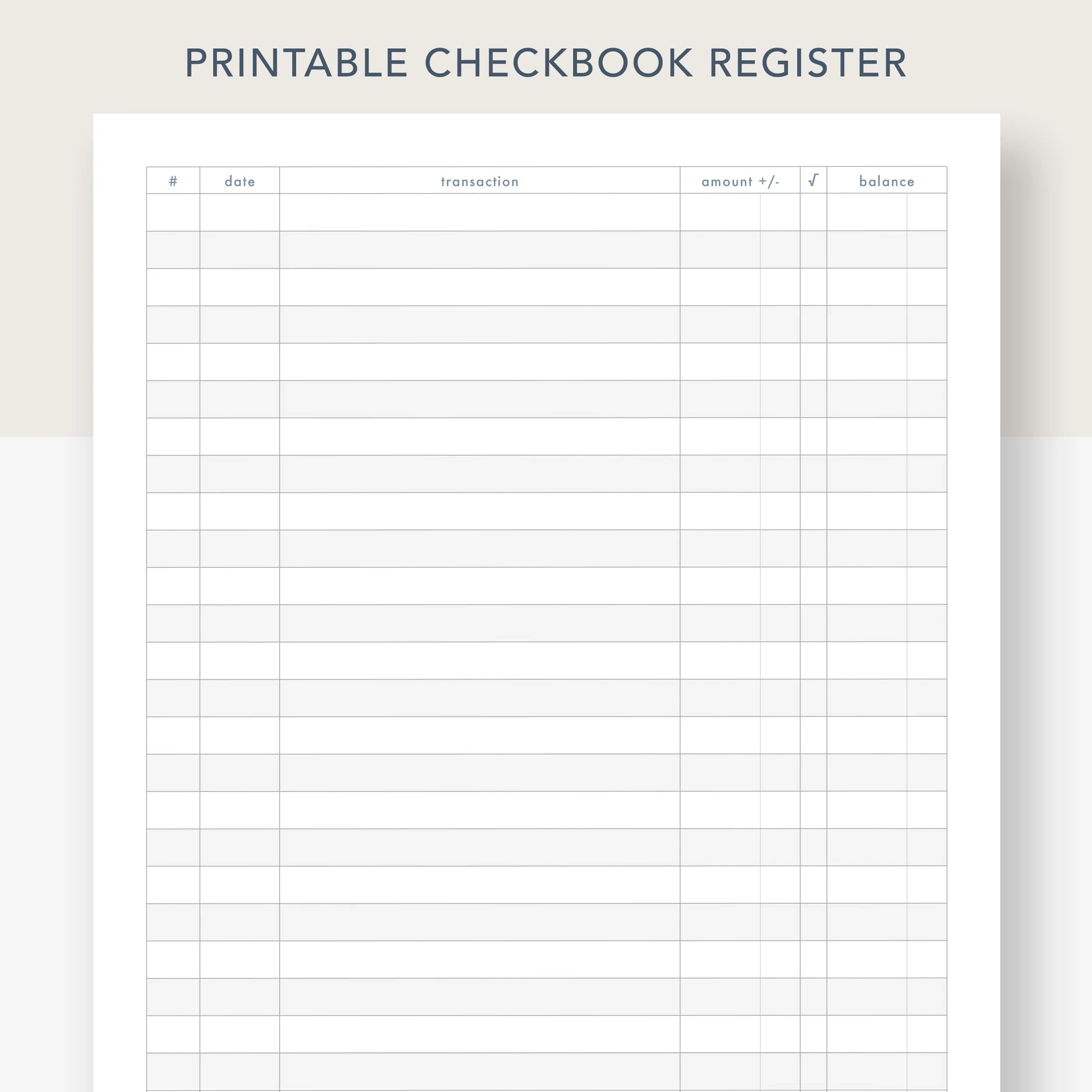 Printable Checkbook Register PDF File Prints On 8 1 2 X 11 Inch 