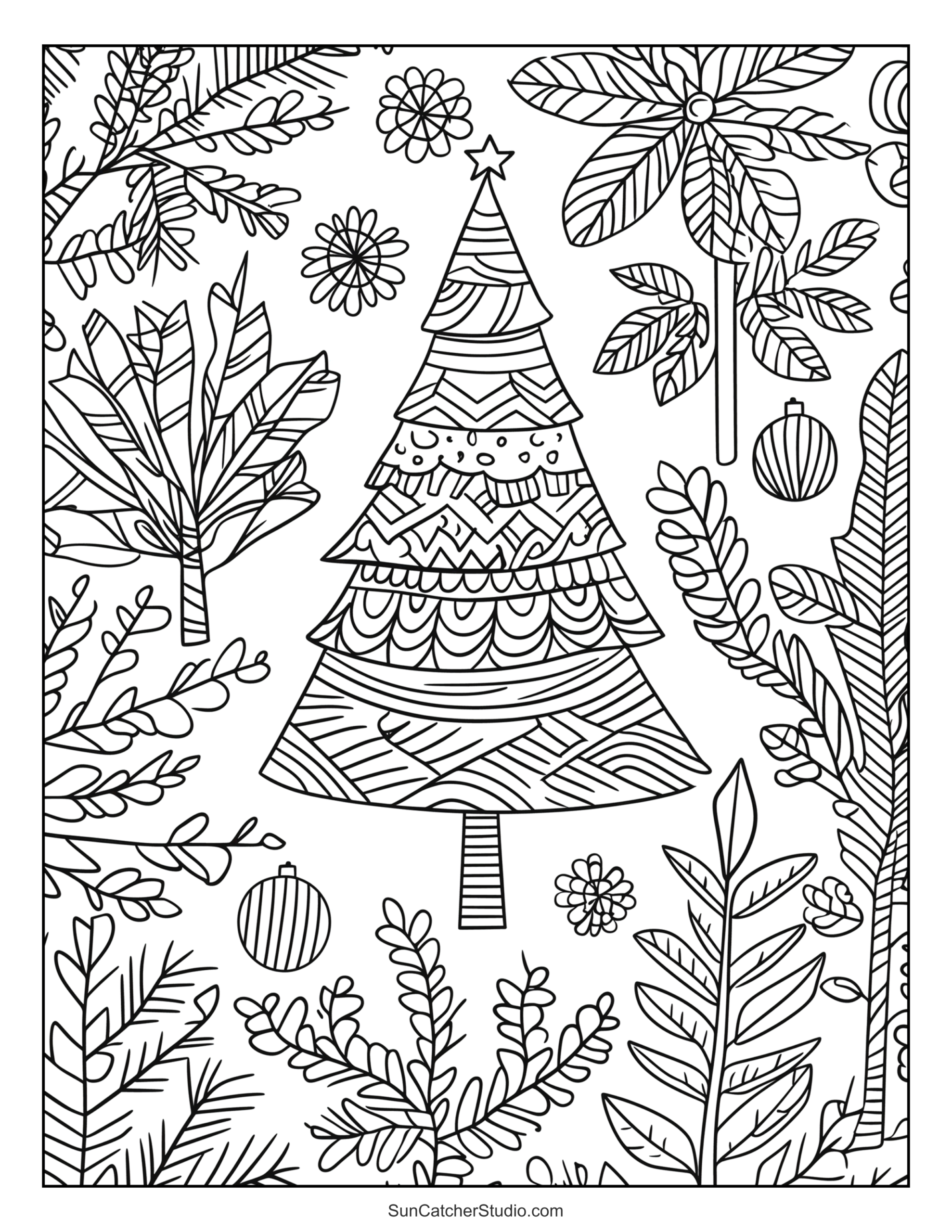 printable christmas tree coloring pages and sheets free