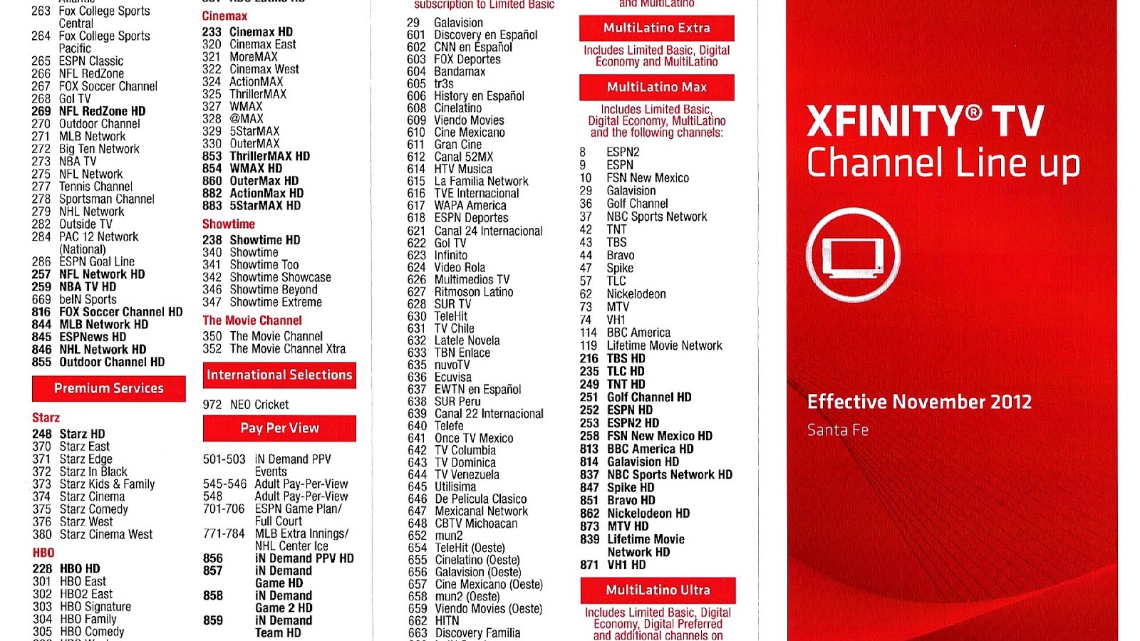 Comcast Xfinity Channel Guide Printable