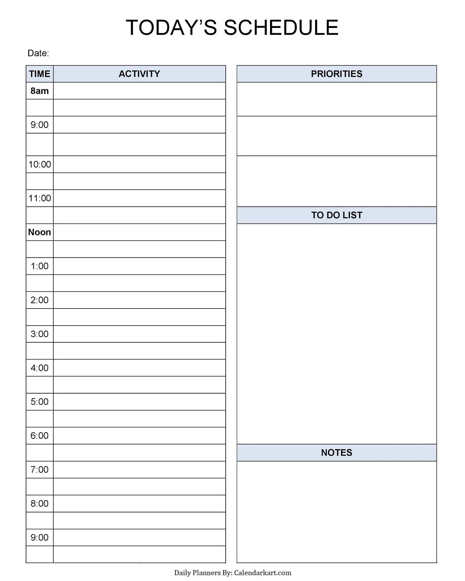Printable Daily Planner Pages