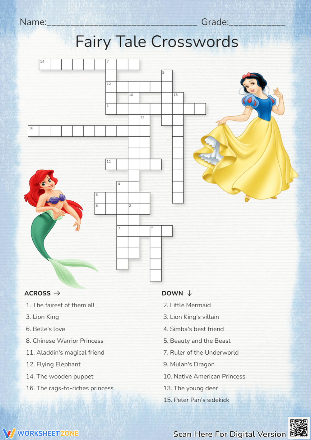 Disney Crossword Puzzles Printable For Adults