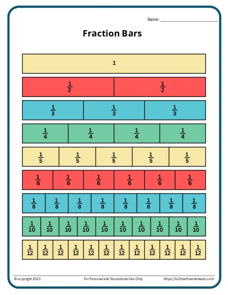 Fraction Tiles Printable