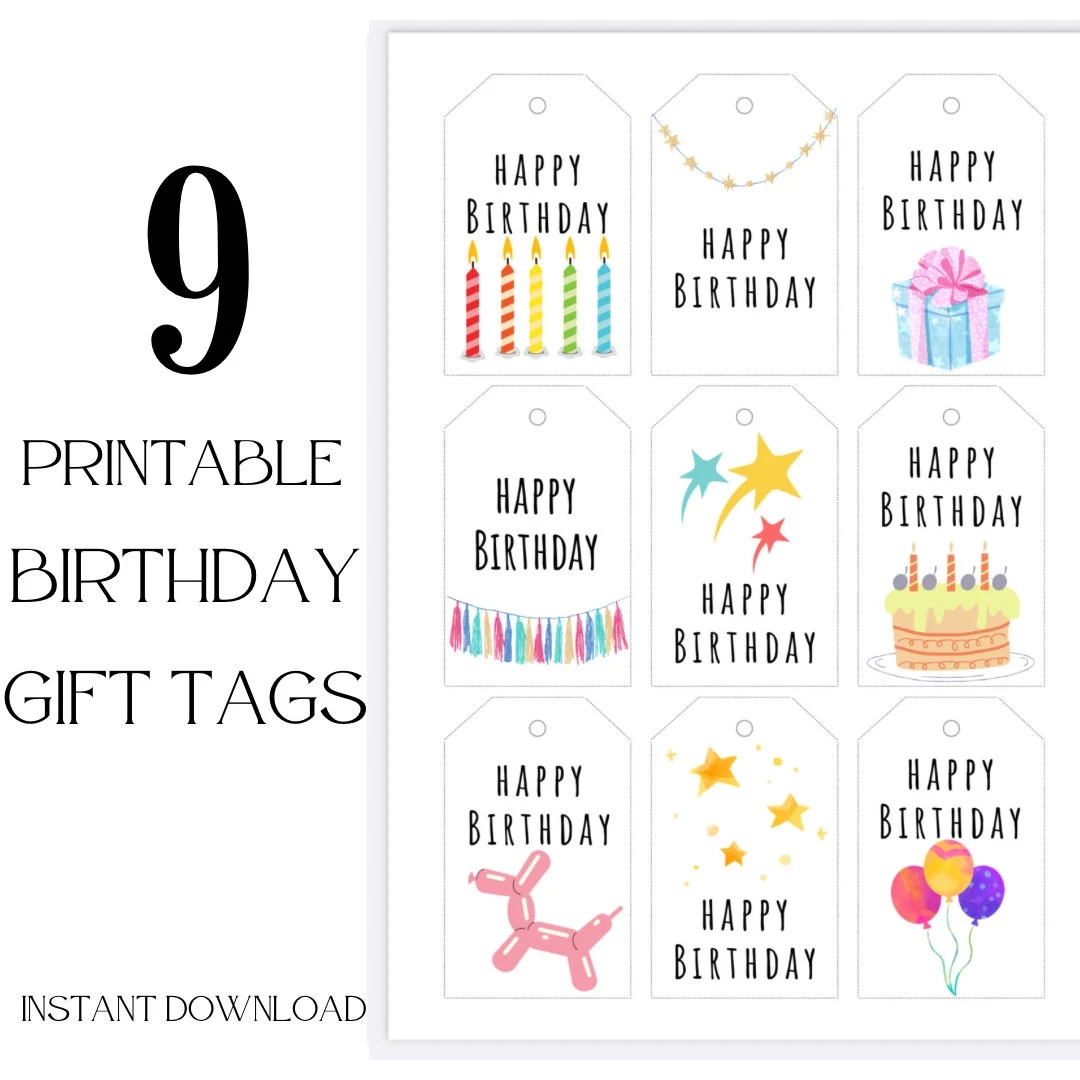 Printable Happy Birthday Gift Tags 9 Birthday Tags Gift 
