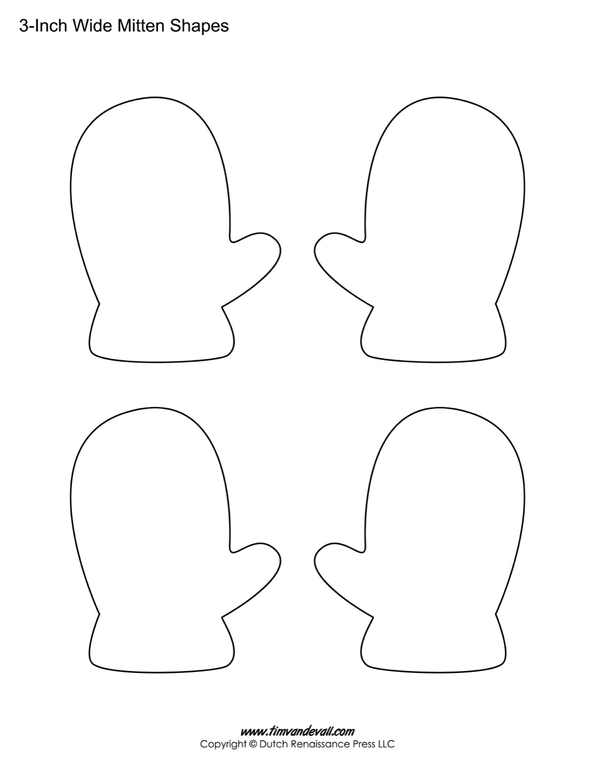 Printable Mitten Templates Blank Mitten Shape PDFs