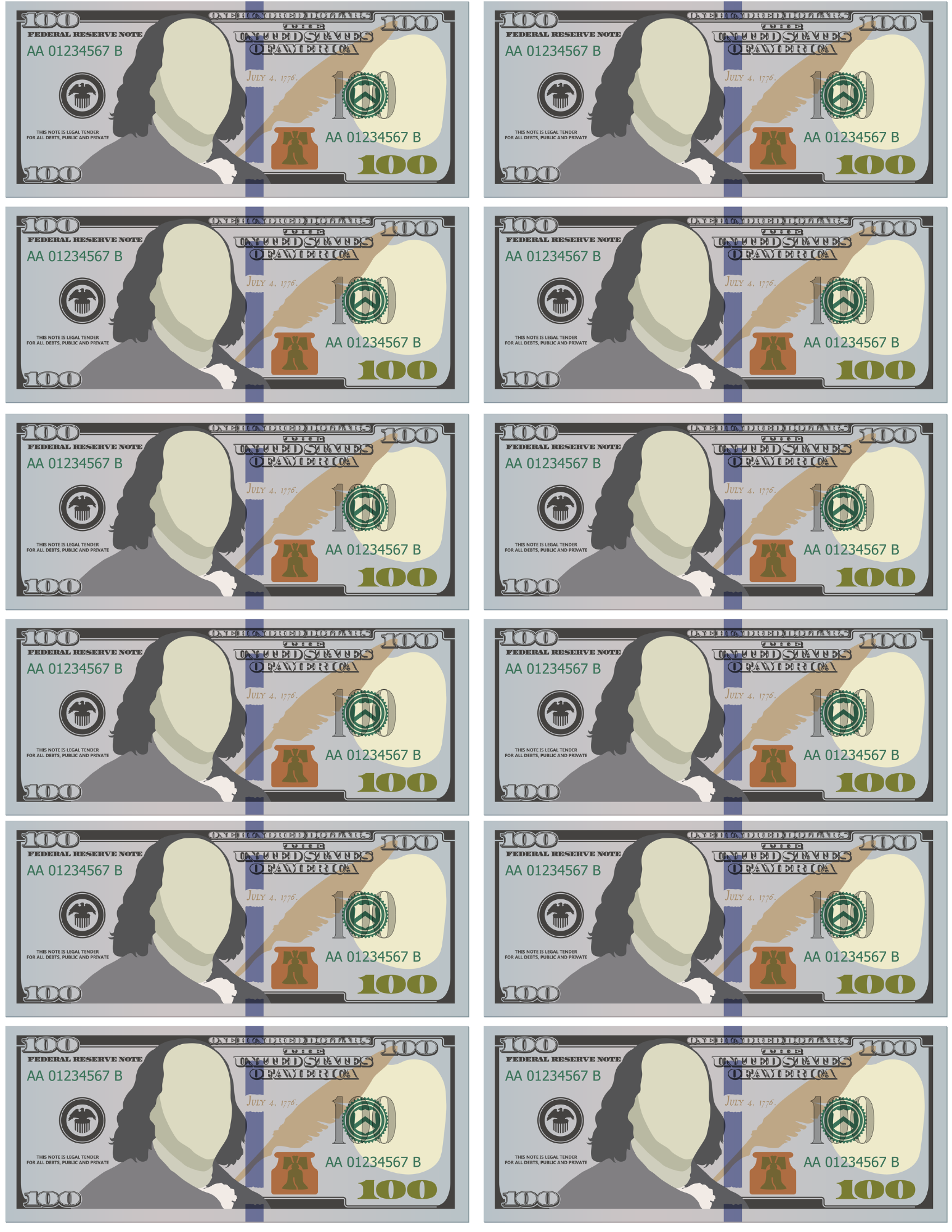 Printable 100 Bill