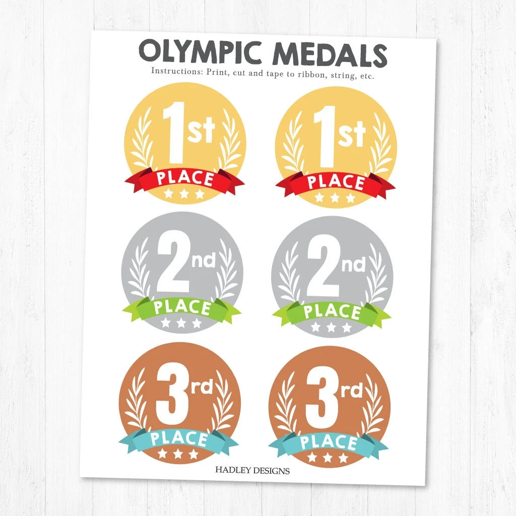 Printable Olympic Medal Templates Gold Silver Bronze Medallions 