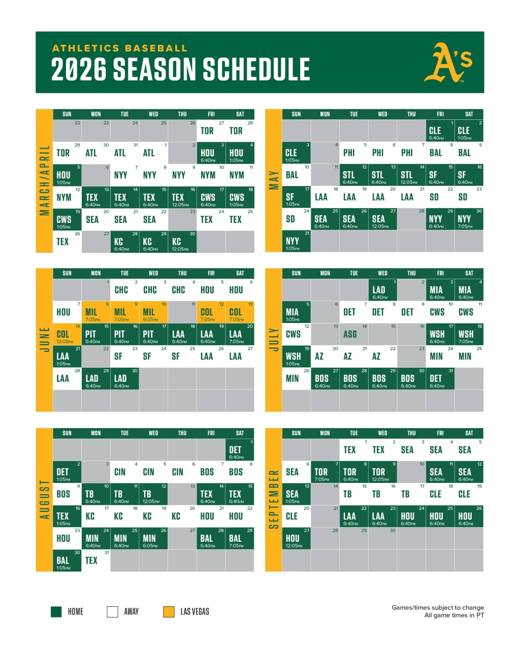 Printable Schedules Athletics