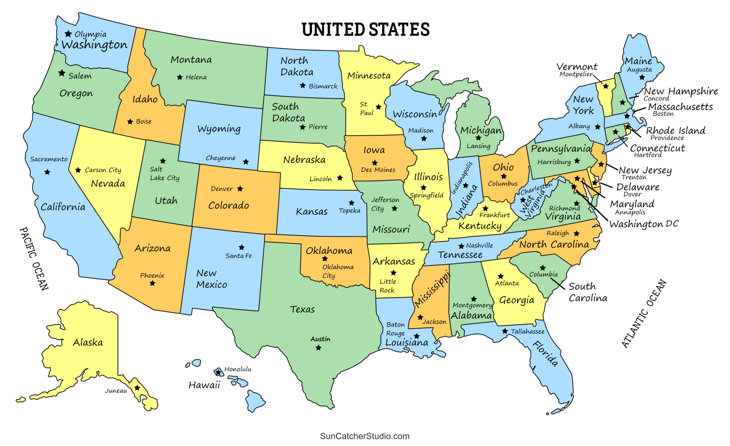 Printable US Maps With States USA United States America Free 