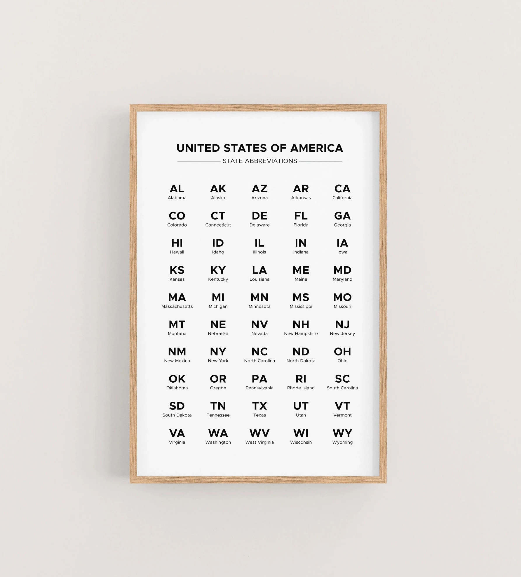 Printable US State Abbreviation Chart In Alphabetical Order List 