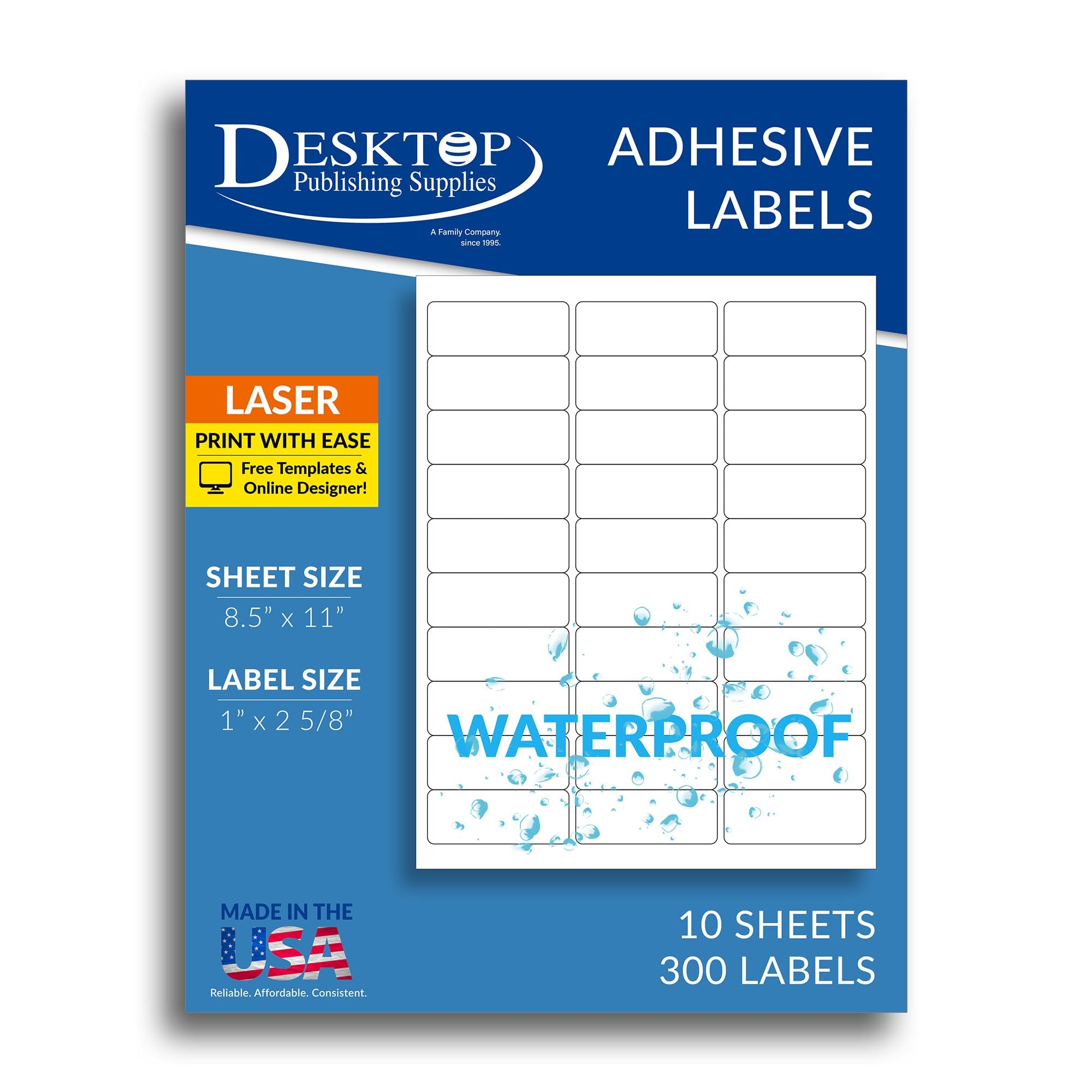 Printable Waterproof Labels 1 X 2 5 8 Address Labels 30 Per Sheet 10 Sheets 300 Labels Blank Weatherproof Shipping Labels Water Proof 