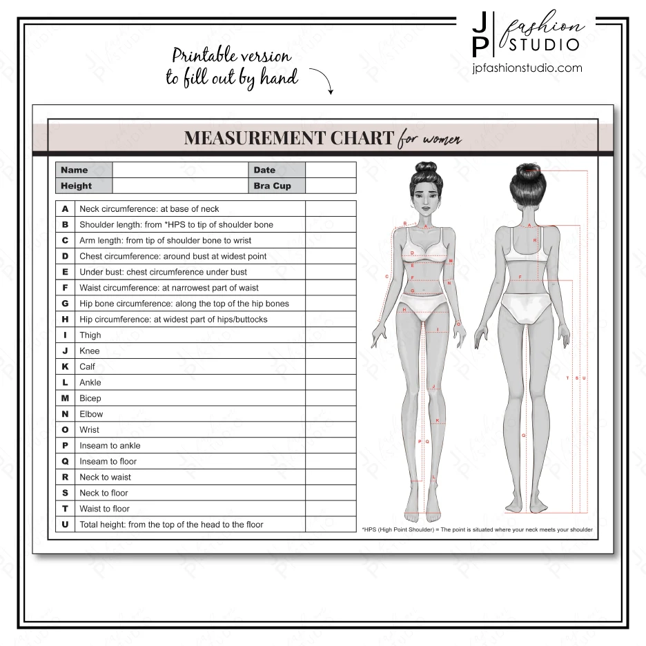 Body Measurement Chart Printable