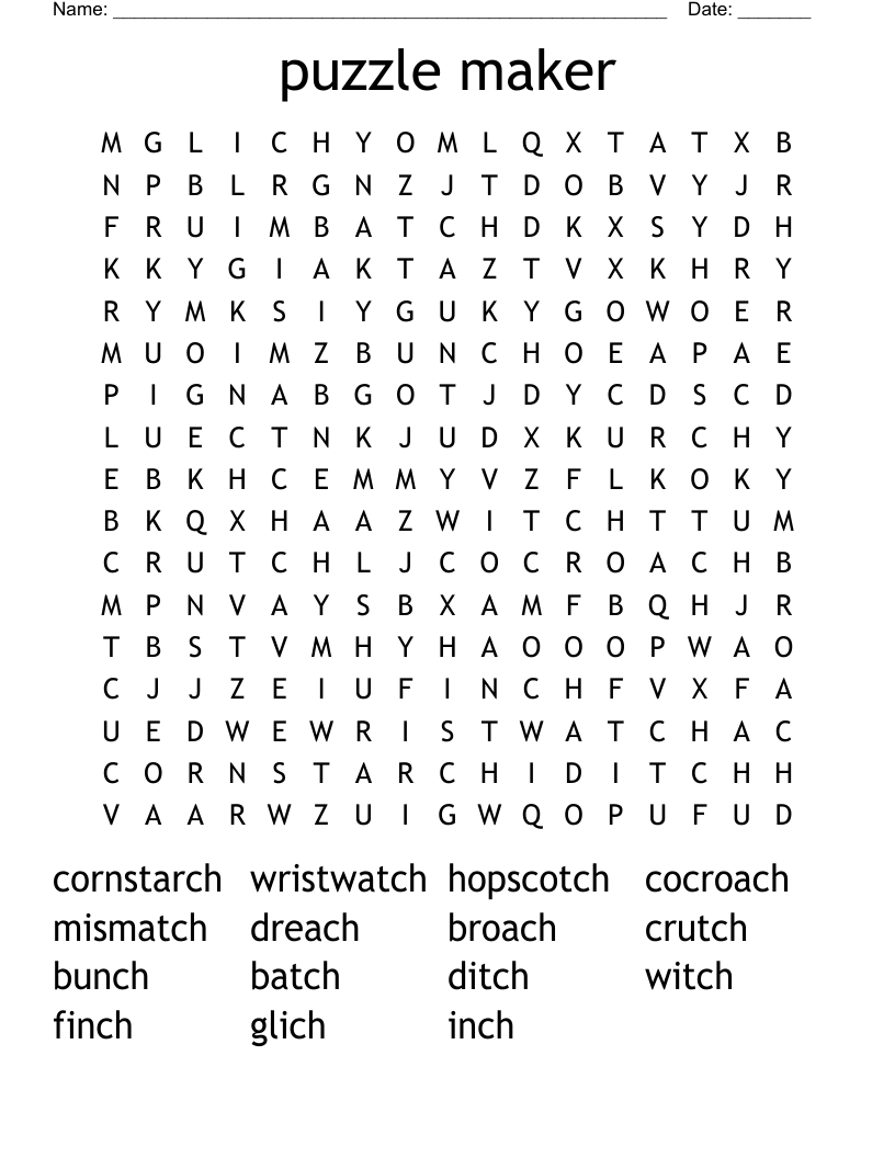 Printable Crossword Puzzle Generator