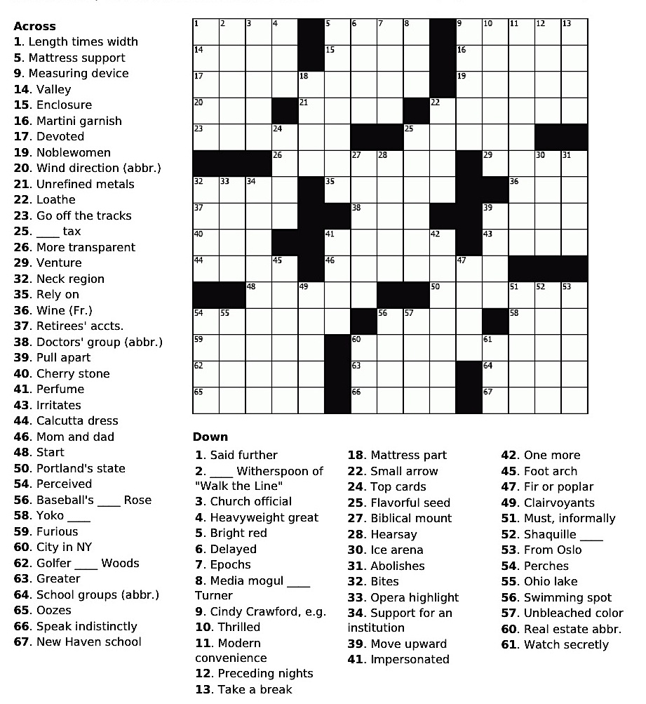 Onlinecrosswordsnet Printable