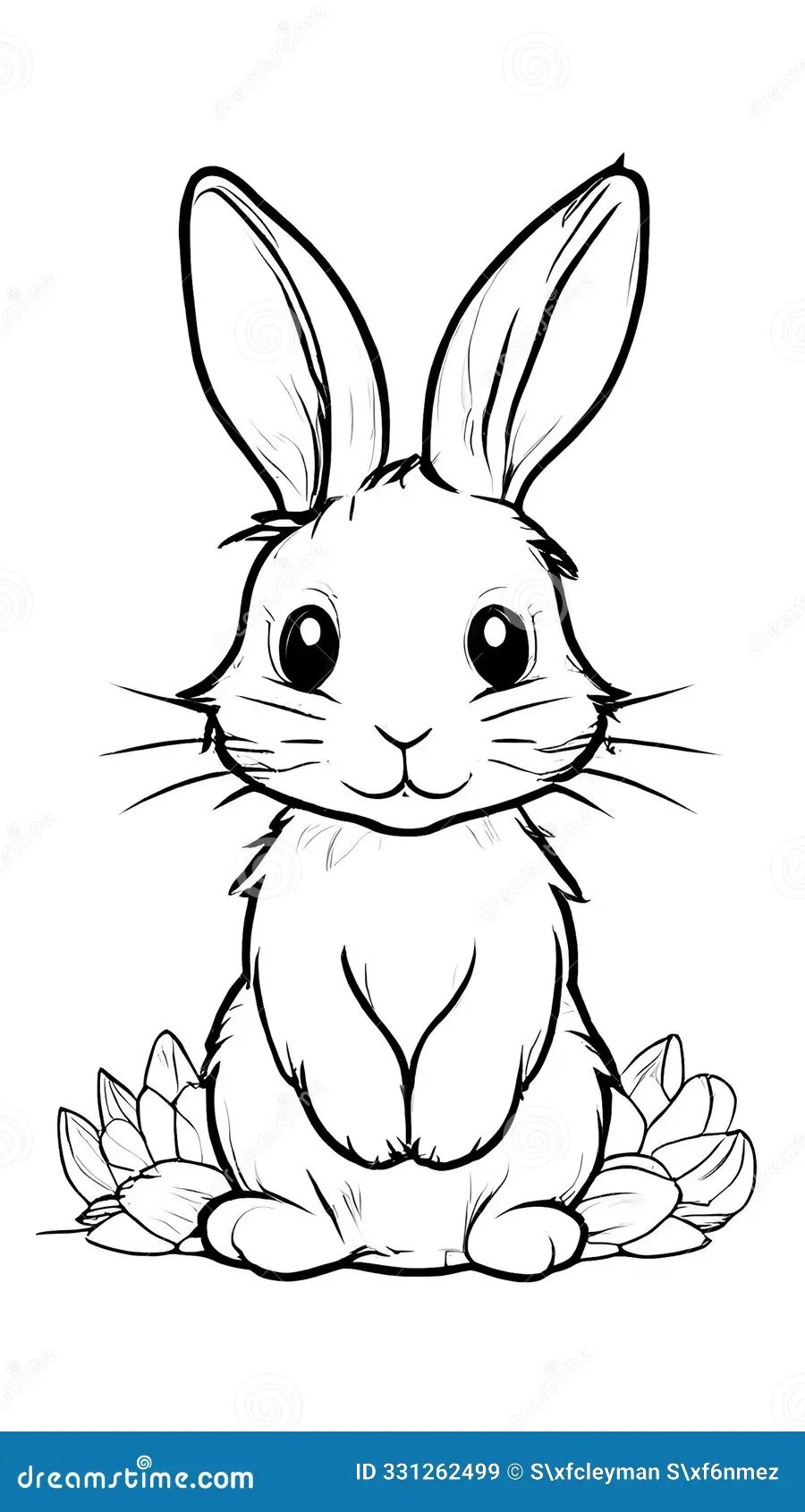 Rabbit Bunny Coloring Page For Kids Printable Kindergarten 