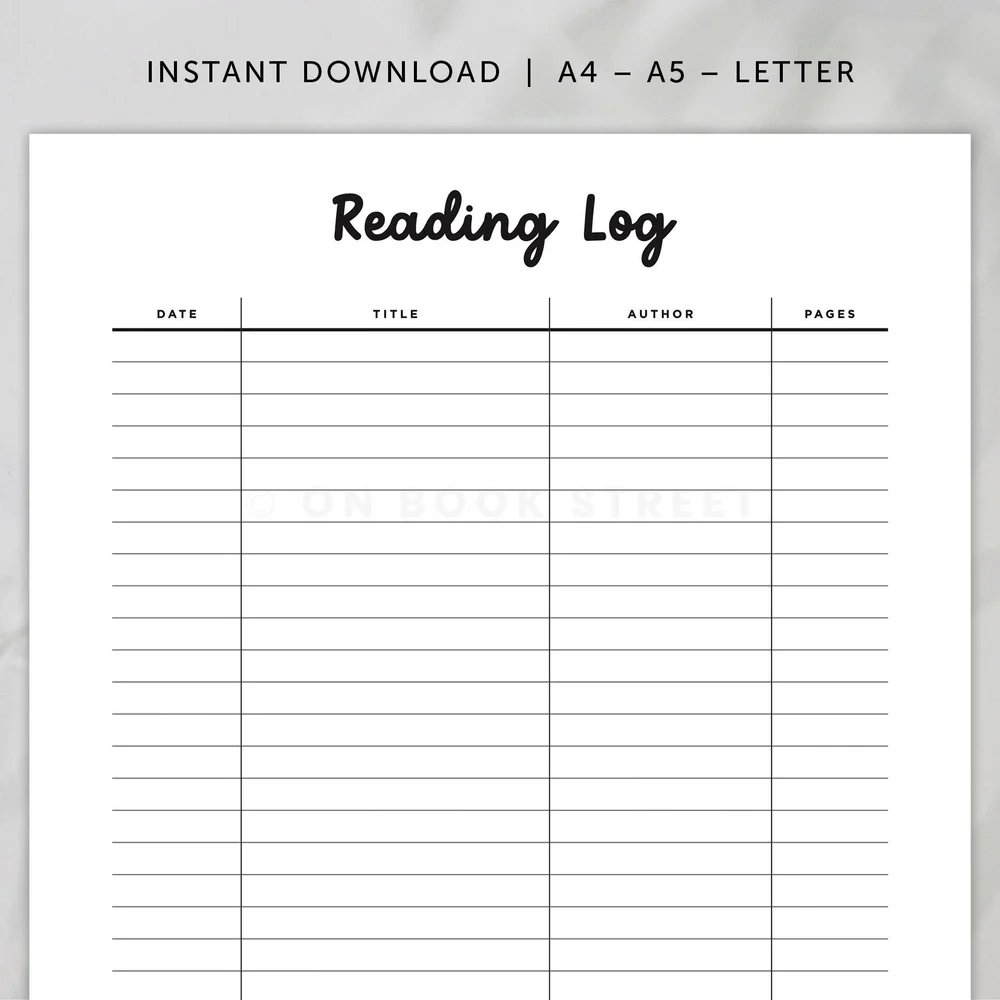 Reading Log Printable On Book Street