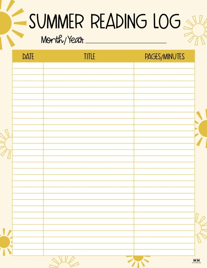 Summer Reading Log Printable