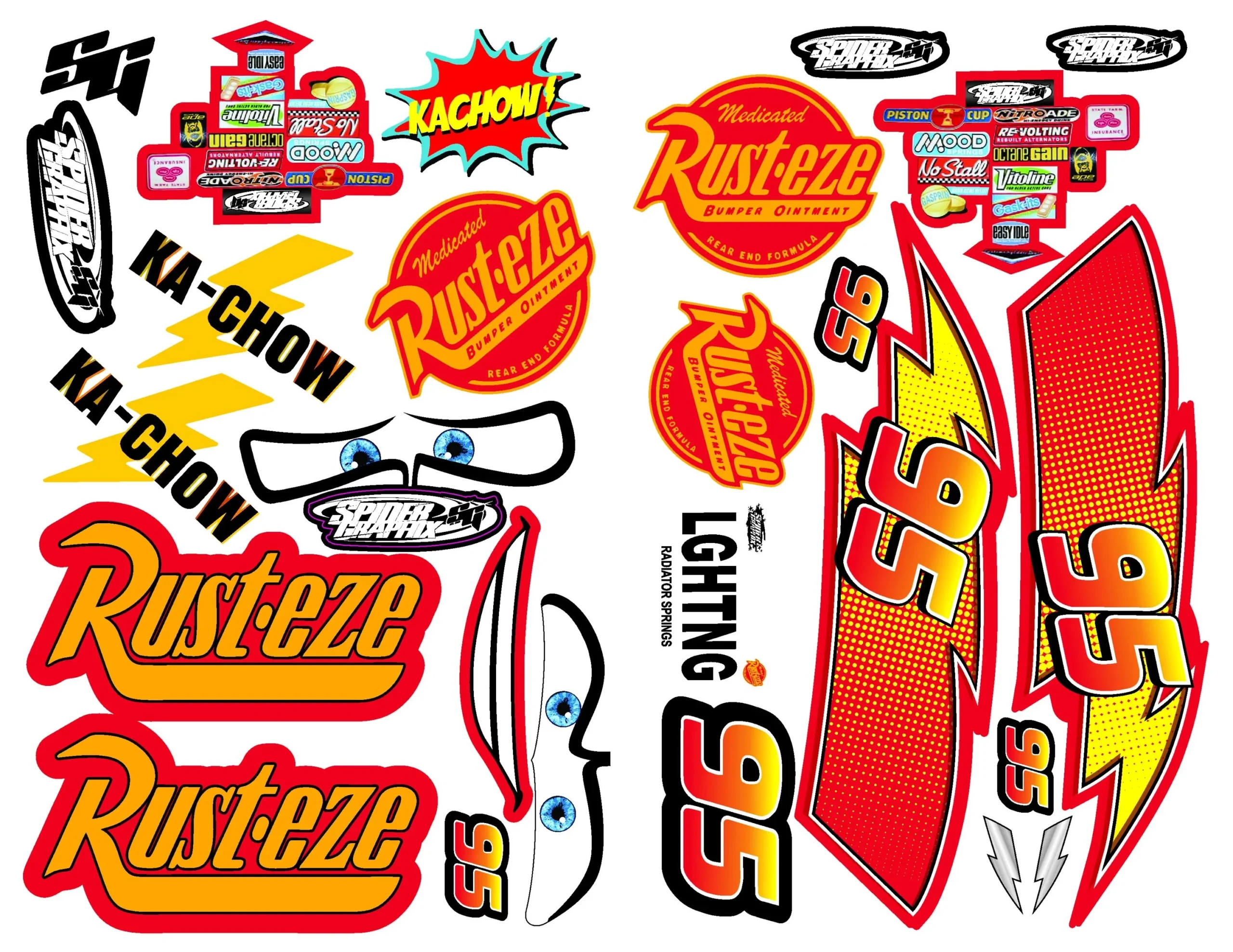 Ready Set Stick Lightning Mcqueen Decal Fun Pack Etsy